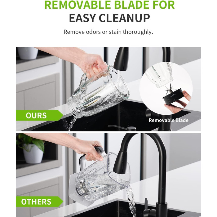 Блендер GDOR 1200W з 1,5л скляною колбою та 650мл стаканом для подорожей, 3 швидкості, професійний, для смузі, шейків, заморожених напоїв та соусів