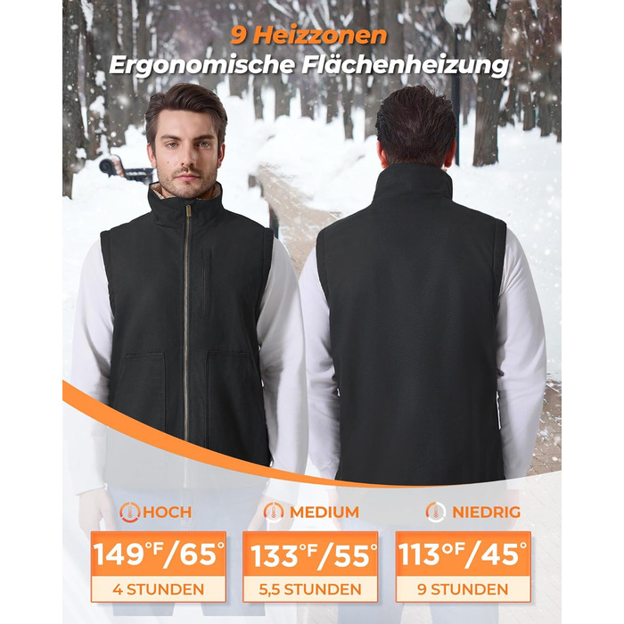 Чоловіча грівачка з Powerbank 16000mAh, 7.4V, 9 зон нагріву, Canvas, 3 температурні режими, чорна, M