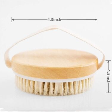 Щітка для пілінгу Uervoton, суха щітка з натуральною щетиною Tampico, для проблемної шкіри, целюліту та набряків, покращує кровообіг (з сумкою для зберігання)