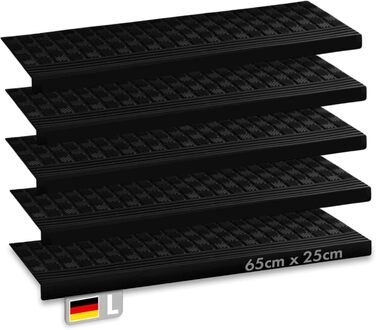 Rubber Threshold Ramps - Non-Slip Floor Transition Mats for Indoor/Outdoor Use - 5 Piece Set (65x25cm Diamond Design)