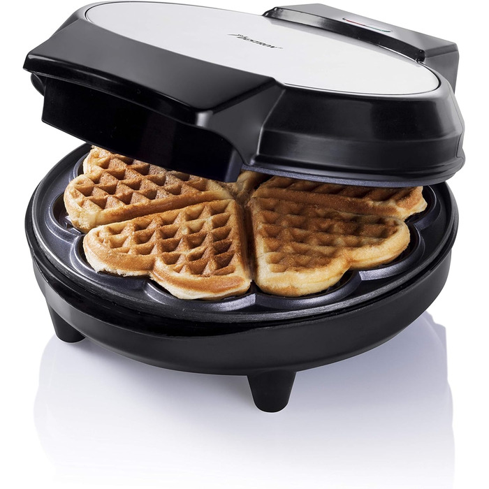 Bestron Heart-Shaped Waffle Maker - Non-Stick 700W Electric Waffle Iron - Single