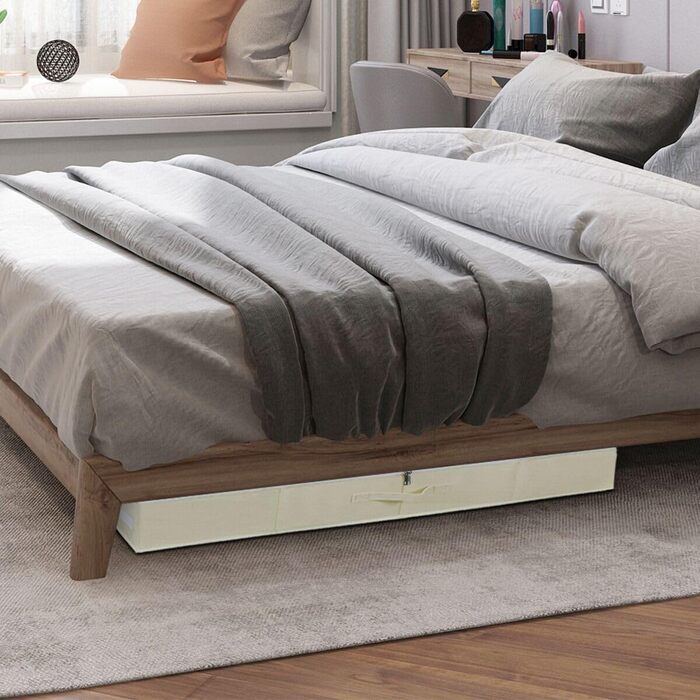 Складана коробка для зберігання під ліжком, 90x42x18 см, з ручками та блискавкою, чорно-сіра, органайзер для ковдр та одягу