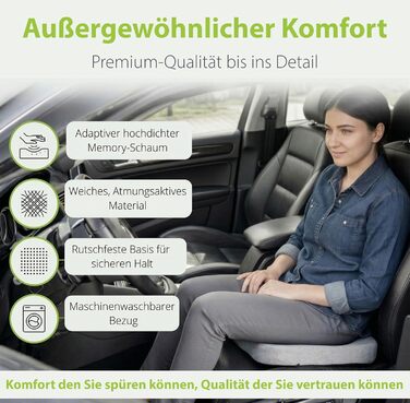 Подушка ортопедична для автосидіння Feela® (Medium) - підтримка спини та куприка, 3 ступені жорсткості (80-110 кг), срібляста
