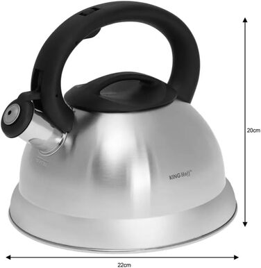 Чайник електричний Kinghoff Kh-3236 3L з індукційним дном, нержавіюча сталь, чорний/сріблястий