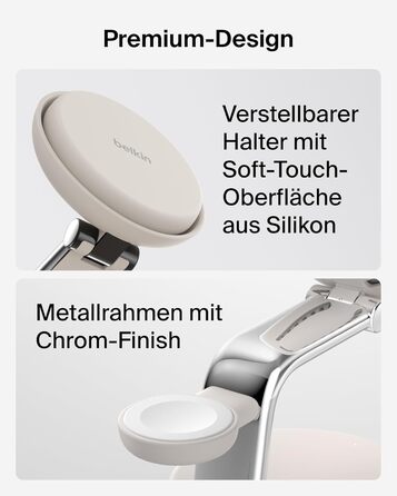 Беспроводное зарядное устройство Belkin UltraCharge Pro Qi2 3-в-1, 25W, MagSafe сумісне для iPhone, Apple Watch, AirPods, адаптер 45W, пісочний колір