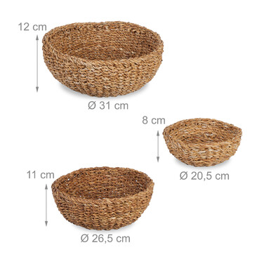 Relaxdays Set of 3 Round Storage Baskets