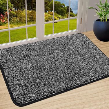 Придверний килимок Pauwer протиковзкий та зносостійкий, мийний килимок для вхідних дверей, тераси та саду (60x90 см, чорний)