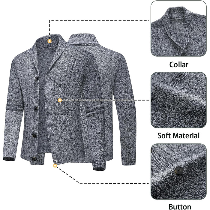 Чоловічий в'язаний пуловер з коміром-стійкою, однорядний, стильний в'язаний жакет для осені та зими (темно-сірий, S)