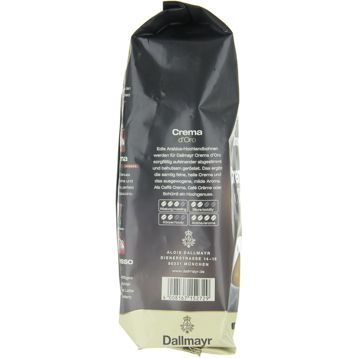 Кава в зернах Dallmayr Crema D'Oro Medium Roast, м'який обсмал, 1 кг