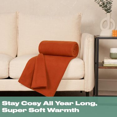 Плед DREAMSCENE з флісу, теплий та м'який, 120 x 150 см, колір охра