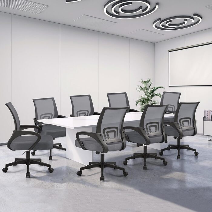 Офісний крісло Yaheetech ергономічне з сітчастою спинкою та підлокітниками, поворотне, для начальника, з регулюванням висоти, до 136 кг, темно-сірий