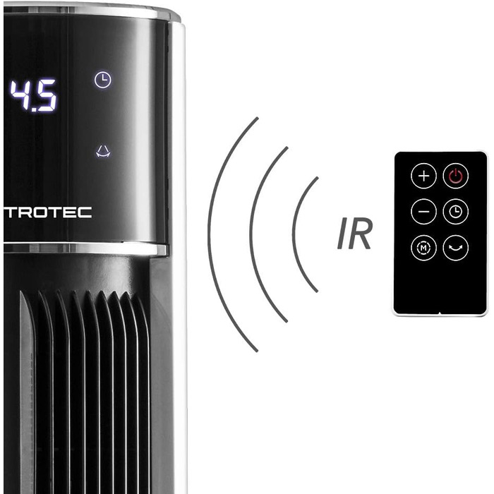 Вентилятор Tower TROTEC TVE 39 T з автоматичним обертанням 60°, LED-дисплеєм та 6 швидкостями, 45 Вт
