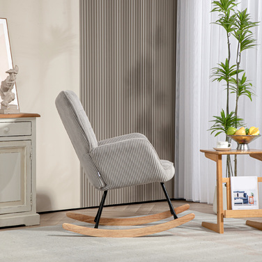 HOMCOM Rocking Chair, Rocking Armchair with Rope Look, Armrests, Chair with Wooden Skids, Reclining Chair for Living Room, Bedroom, Light Grey | Aosom
