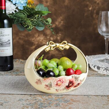 Етажерка Fanquare з 2 ярусами, золота, з кераміки та порцеляни. Підставка для тортів, фруктів та капкейків. Сервірувальна підставка, золота