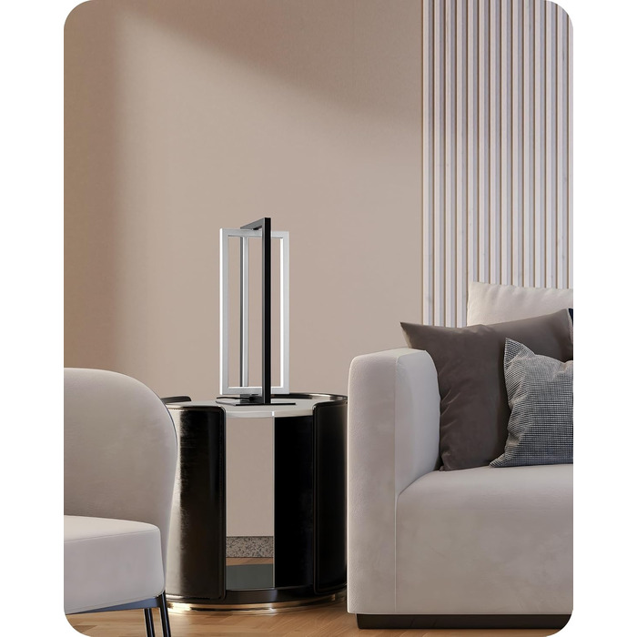 LED настільна лампа EDISHINE з дерева, торкання, регулювання яскравості та функцією пам'яті, 3 колірні температури, 350 люмен, для вітальні, офісу, подарунок (сріблястий)