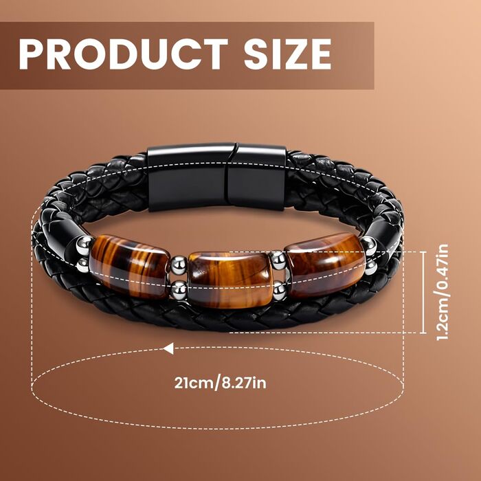 Чоловічий браслет на руці, подарунок: шкіряний браслет з тигровим оком та магнітною застібкою, плетене ретро-дизайн, ідеальний для дня народження, Різдва, День святого Валентина