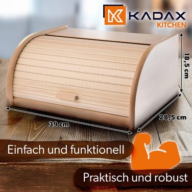 Бредониця KADAX з натурального дерева, велика, з ролльовим кришкою для тривалої свіжості, екологічна
