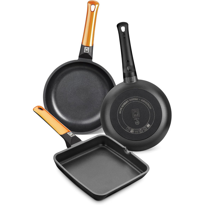 Обертальний шампур BRA Efficient Orange 28 см, литий алюміній, антипригарне покриття Platinum Plus, для індукційних плит