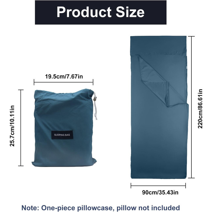 2 Pieces Ultralight Sleeping Bag Portable Travel Sleeping Bag 90 x 220cm for Hostels, Hiking, Camping, Mountaineering