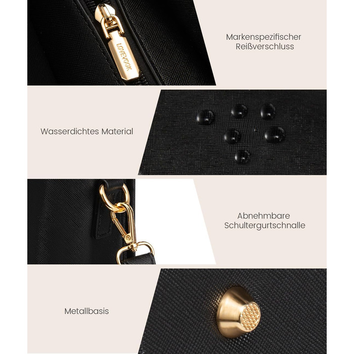 Сумка для ноутбука LOVEVOOK жіноча водонепроникна, сумка для роботи та навчання, бізнес-портфель, 17.3 дюйми, чорний/бежевий/коричневий