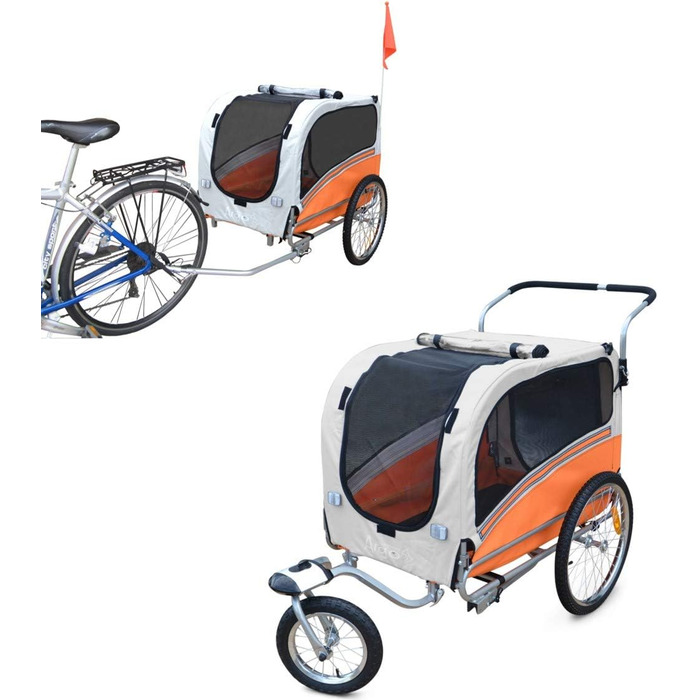 Причеп для собак Papilioshop Argo - велосипедний причеп для собак S-M-L, великий (Оранжевий)