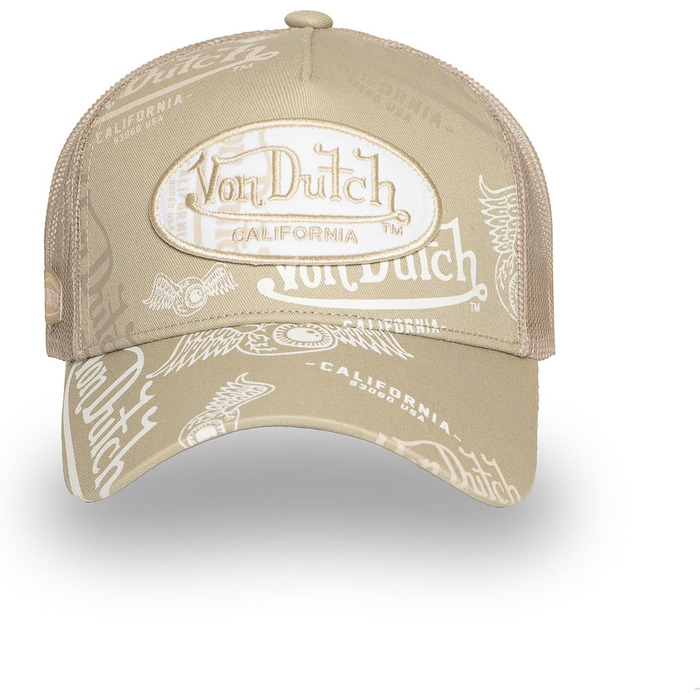 Кепка Von Dutch Trucker Snapback унісекс, бежево-біла
