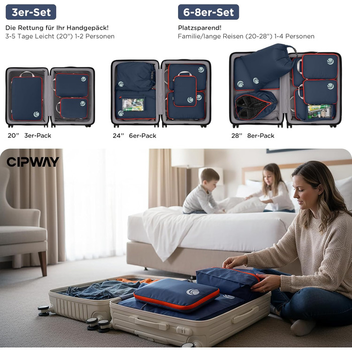 Органайзери для валізи Cipway Kompression Set (8 шт., блакитний) - Набір для пакування багажу
