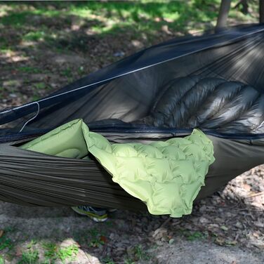 Onewind Premium 11' Camping Zippered Hammock, Single Portable Hammock with Mosquito Net and Tree Straps for Travel, Camping, Backpacking, and Hiking… (From Green Double Layer, 335cm*162cm)