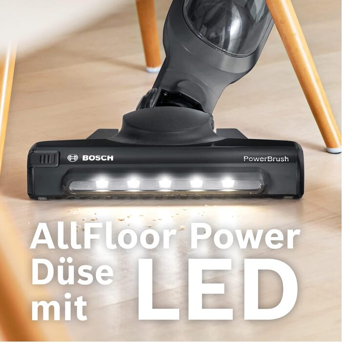 Пилосос Bosch Flexxo 2в1 BBH3P280, бездротовий, акумуляторний, безмішковий, висока потужність, довга автономність, LED-насадка, для всіх типів підлог, темно-сірий, 28В