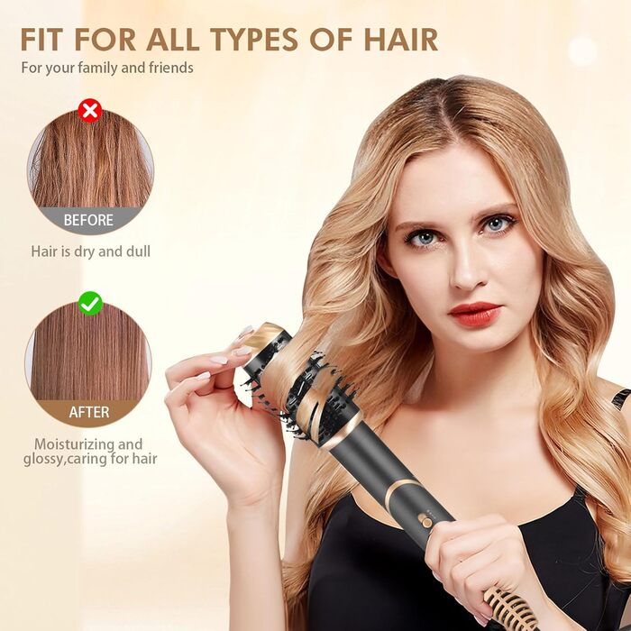 Airstyler 6 в 1: Фен-щітка для волосся Bürste Set, 5 насадок для сушки, випрямлення, локонів, об'єму та догляду. Підходить для всіх типів волосся