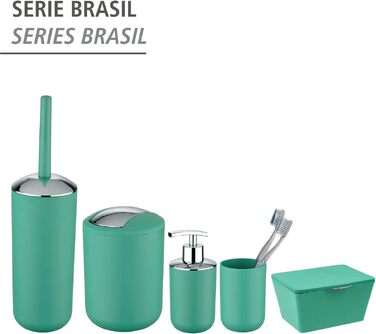 Кошик для косметики та смітника у ванну WENKO Brasil L, 6.5 л, з гойдальним кришкою, ударостійкий пластик, без BPA, зелений