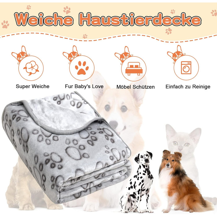 М'яка ковдра для собак та котів, 130x110 см (сіра), 1 шт. - для дому, в подорожі, захист дивану