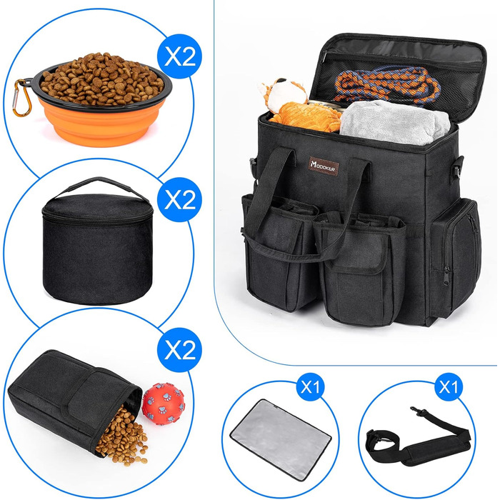 Переносна сумка для тварин, схвалена авіаперевізниками, комплект для подорожей з собакою/кішкою на вихідні, органайзер з багатофункціональними кишенями, Рожевий (S-чорний, L)