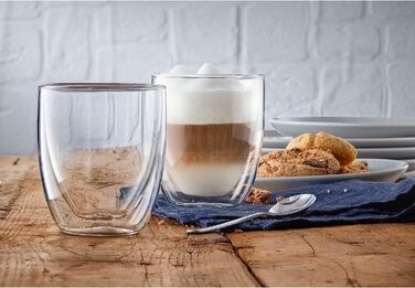 WMF Double-Walled Cappuccino Glasses Set, 2-Piece, Double-Walled Glasses 250ml, Floating Effect, Thermal Glasses, Heat-Resistant Tea Glass, Coffee Glass