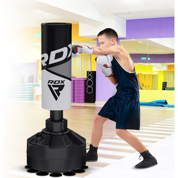 Боксерський мішок RDX для дітей, стійка, рукавички, MMA, кікбоксинг, бокс, рукопашний бій, муай-тай, сірий, 120 см