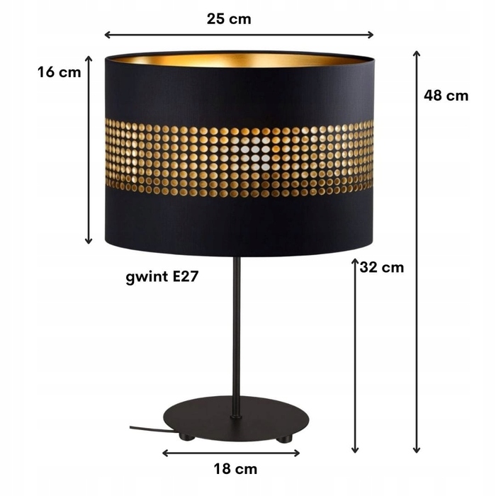 Настільна лампа Ledigo Deluxe, чорний з золотим, 40 Вт