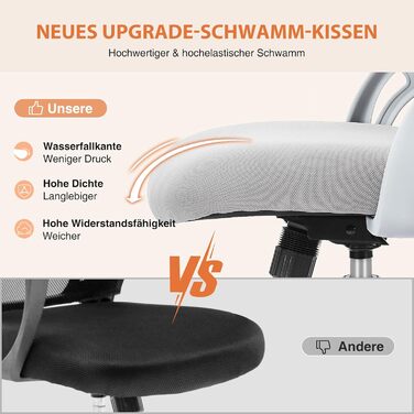 Ергономічне крісло Sweetcrispy для офісу та дому: регульована висота, підтримка попереку, підлокітники, сіре