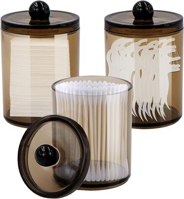 Органайзер для ватних паличок TOKSEO (3 шт.), ватніків, зубної нитки, косметики, чорного кольору