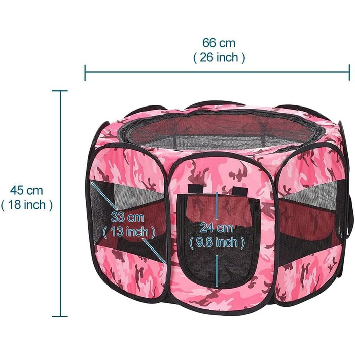 Клітка-манеж для собак та котів XianghuangTechnology, м'який матеріал, портативна, складана, 80 x 58 см (Камуфляж)
