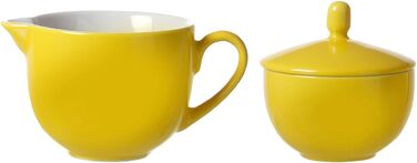 Ritzenhoff & Breker Milk & Sugar Set Doppio, Yellow, Milk Jug/Pourer 170 ml, Sugar Bowl ø 9 cm, made of porcelain, dishwasher safe