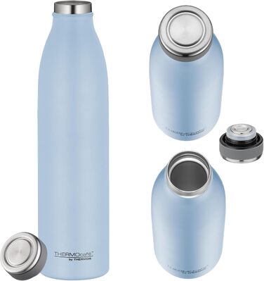 Термокава THERMOcafé by THERMOS TC Bottle 0.75л з нержавіючої сталі, ізотермічна пляшка, стійка до газу, 12 годин гаряче, 24 години холодне, не протікає, для школи, подорожей та офісу (Pastel Water Mat, 750 мл)