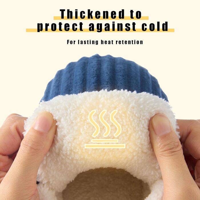 Тапочки жіночі зимові з підкладкою з пам'яті, чоловічі, з м'якого корду, повністю пухнасті, з бавовняної підкладки, з антиковзкою підошвою, зручні, для дому та вулиці (46/47 EU, синій)