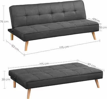 VASAGLE 3-Seater Velvet Sofa - Pink