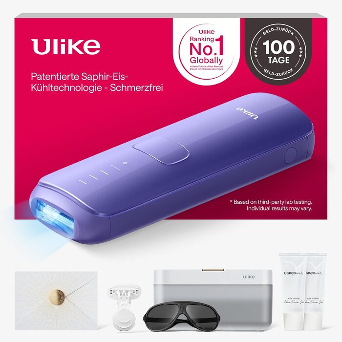Ulike Air 3 Deluxe IPL пристрій для епіляції - безболісне видалення волосся, альтернатива лазеру, з UV-стерилізатором та гелем алое (фіолетовий)