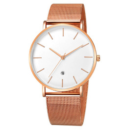 Чоловічий годинник на зап'ясті, аналоговий кварц, мінімалістичний дизайн з браслетом з нержавіючої сталі (рожеве золото)