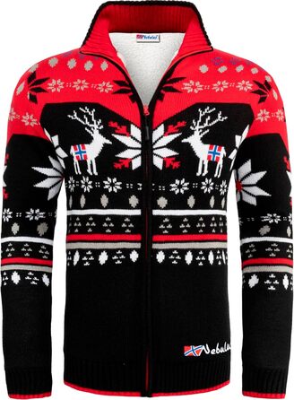 Чоловіча в'язана жилетка Nebuus SVERRE, тепла та практична жилетка (S, чорно-червоний)