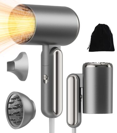 Набір для укладки волосся 6 в 1 Atopskins: фен-щітка, плойка, іонізація, 1000W (сірий)