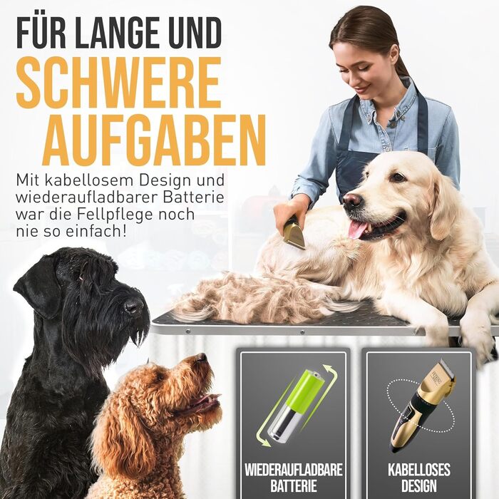 Набір для стрижки собак та котів: професійний триммер для густого хутра з низьким рівнем шуму, золотий