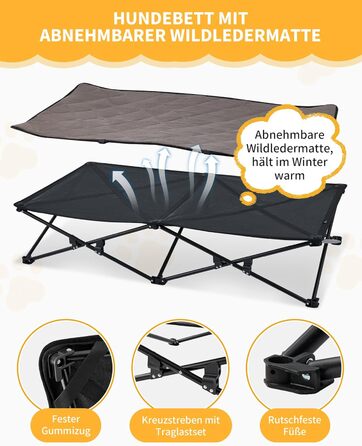 Лежанка для собак KingCamp - зручна та портативна, 57x57x23 см. Зручна для відпочинку вдома та на природі. Матеріал: дихаюча сітка та замша.