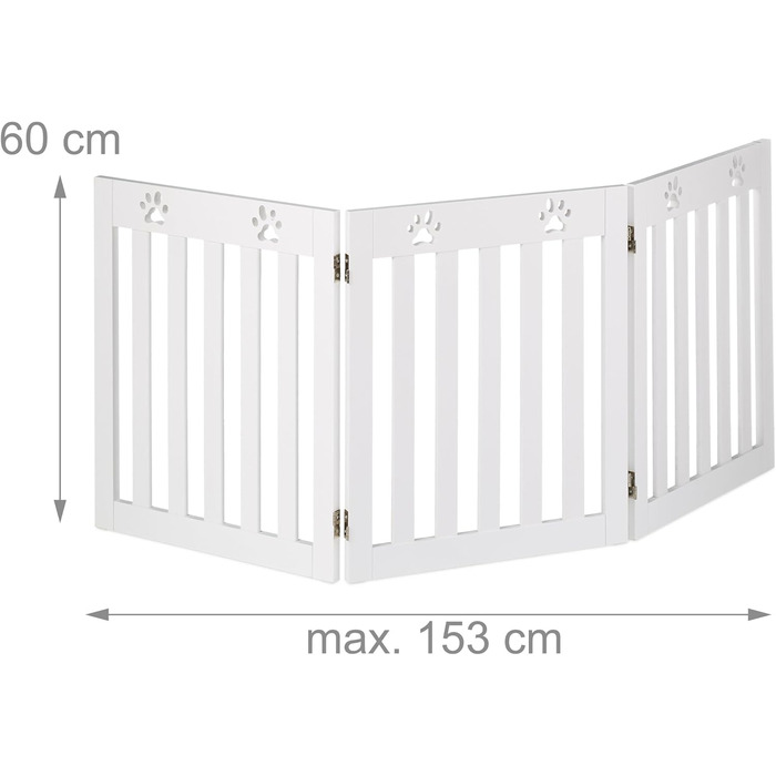 Захисне ґратка для собак Relaxdays, самостійною підставкою, 60 x 153 см, MDF, складана, білий